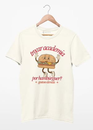 camiseta academia vs hamburguer
