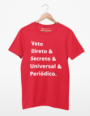 Camiseta Voto Direto & Secreto & Universal & Periódico