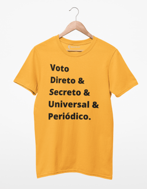 Camiseta Voto Direto & Secreto & Universal & Periódico